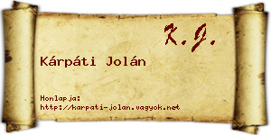 Kárpáti Jolán névjegykártya