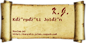 Kárpáti Jolán névjegykártya